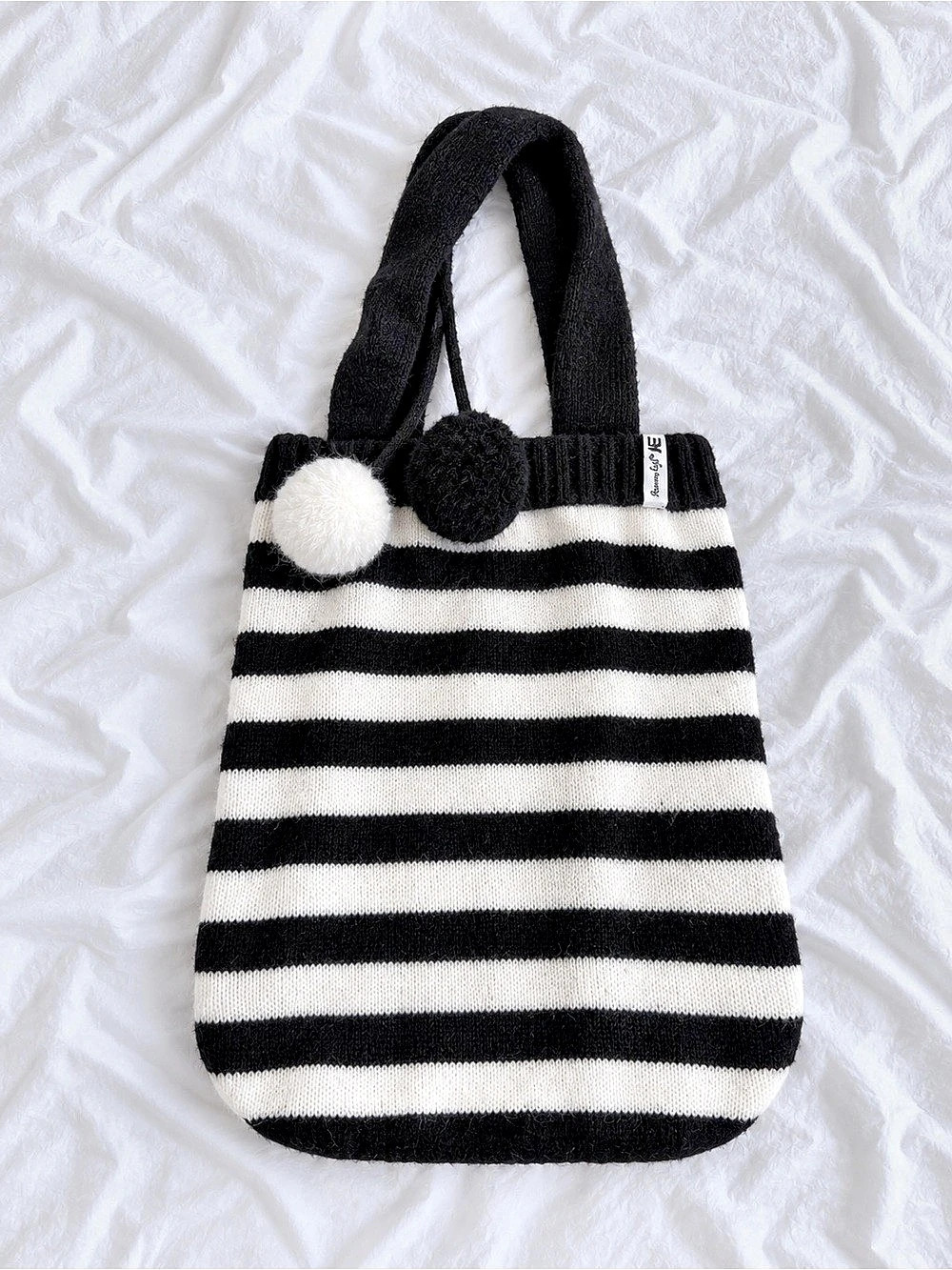 American Eagle AE Black & White Stripes Sweater Knit Tote Bag